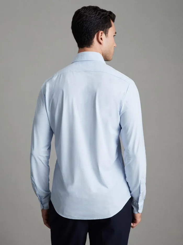 Men Reiss Shirts Voyager Slim Fit ButtonThrough Travel Shirt Soft Blue