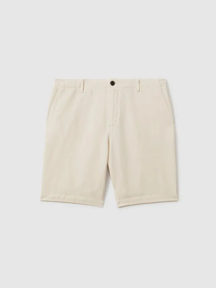 Men Reiss Shorts Ezra Cotton Blend Internal Drawstring Shorts Off White