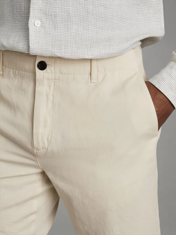 Men Reiss Shorts Ezra Cotton Blend Internal Drawstring Shorts Off White