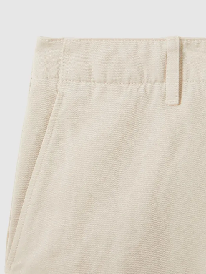 Men Reiss Shorts Ezra Cotton Blend Internal Drawstring Shorts Off White