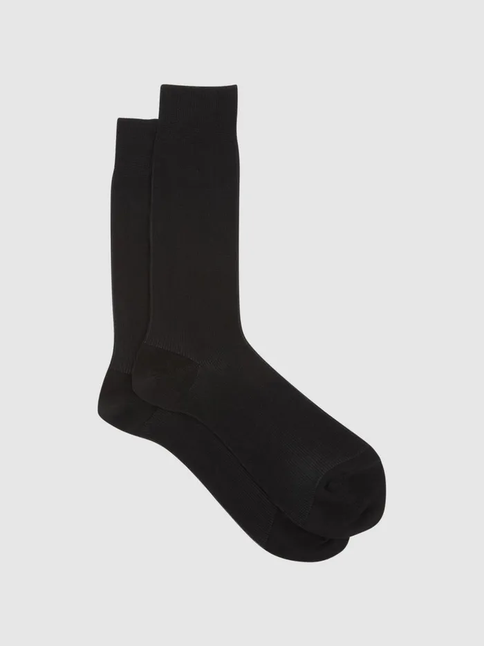 Men Reiss Socks and Underwear Cory Two Tone Cotton Socks Black