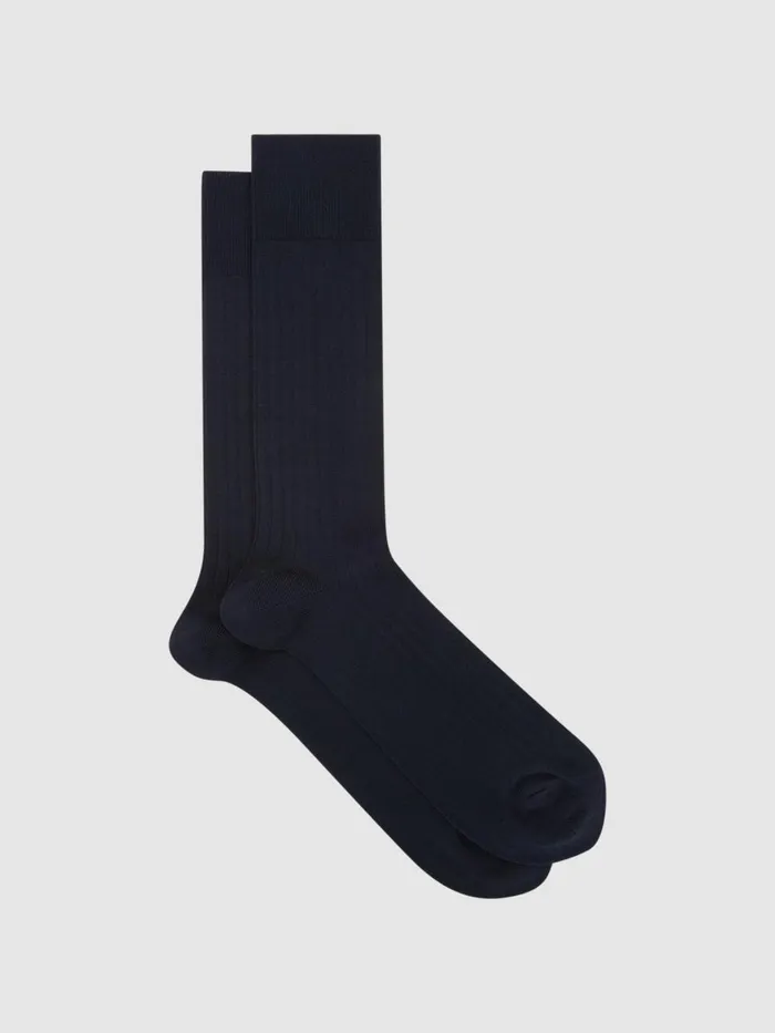 Men Reiss Socks and Underwear Fela Ribbed Socks Navy