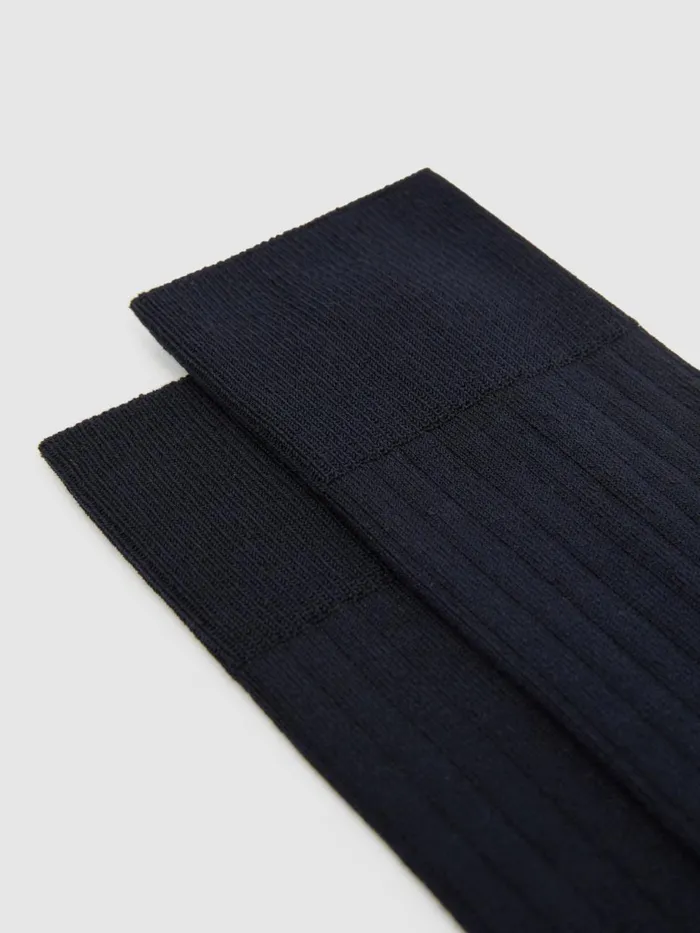 Men Reiss Socks and Underwear Fela Ribbed Socks Navy