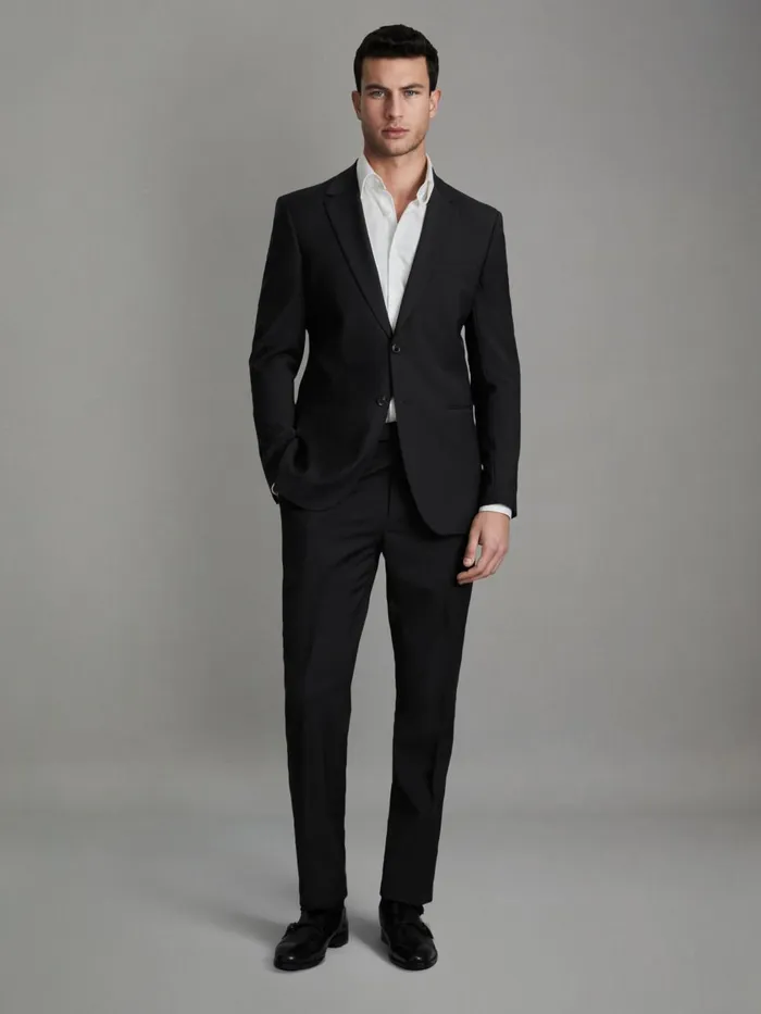 Men Reiss Suits and Tailoring Hope Modern Fit Wool Blend Trousers Black