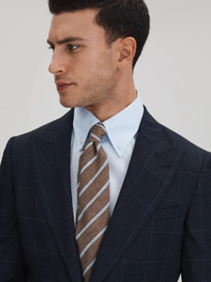 Men Reiss Suits and Tailoring Klink Wool Check Single Breasted Blazer Navy