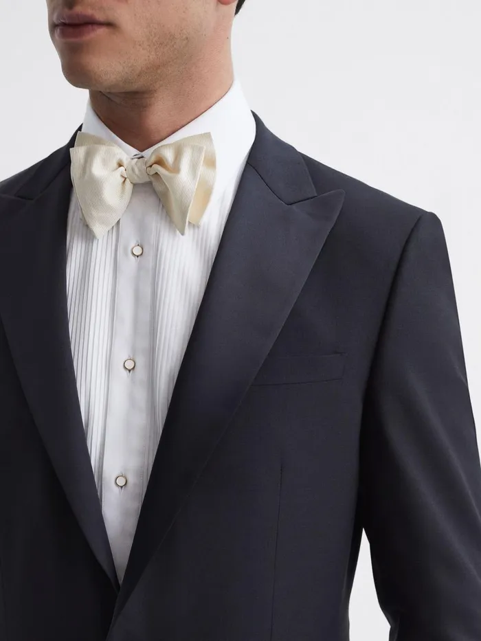 Men Reiss Suits and Tailoring Poker Modern Fit Single Breasted Tuxedo Jacket Navy