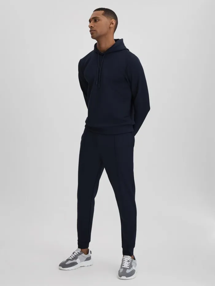 Men Reiss Sweats Hoodies and Joggers Carter Castore Jersey Tapered Joggers Midnight Navy