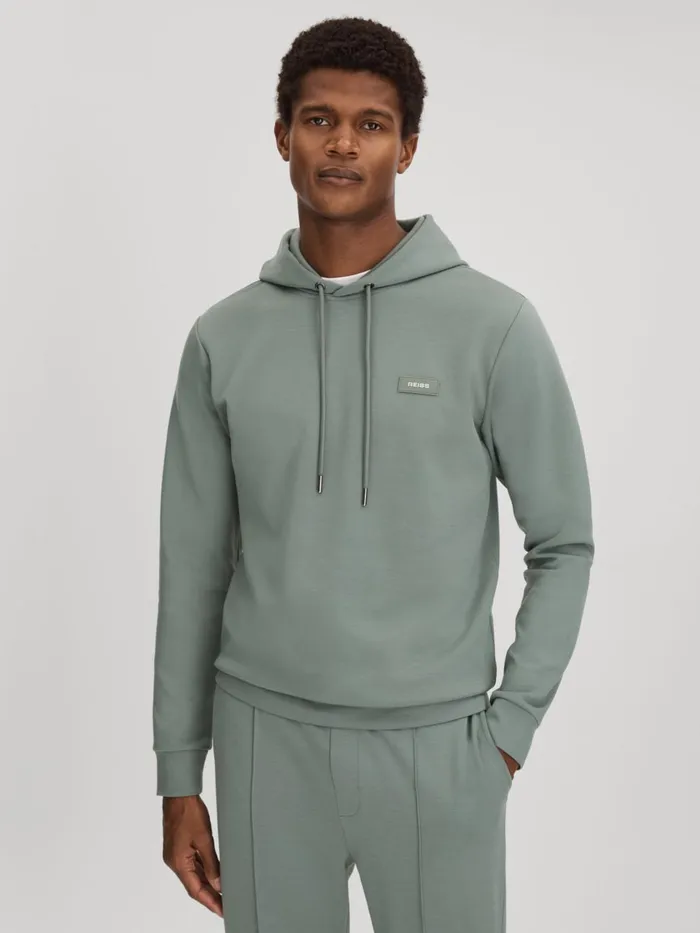 Men Reiss Sweats Hoodies and Joggers Zorn Interlock Jersey Hoodie Sage