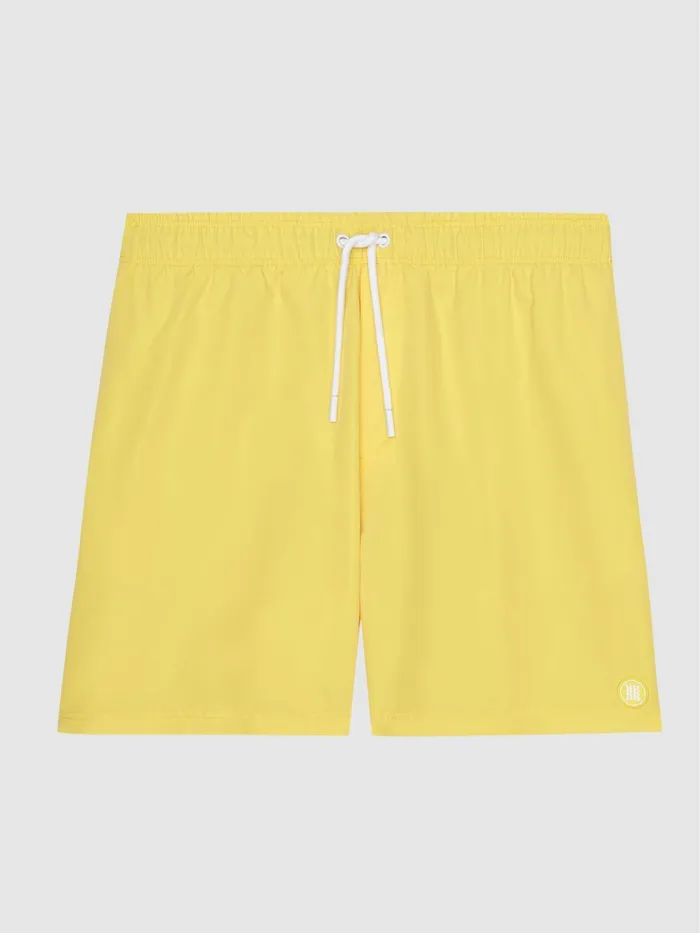 Men Reiss Swimwear Wave Plain Drawstring Swim Shorts Lemon