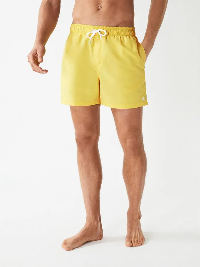Men Reiss Swimwear Wave Plain Drawstring Swim Shorts Lemon