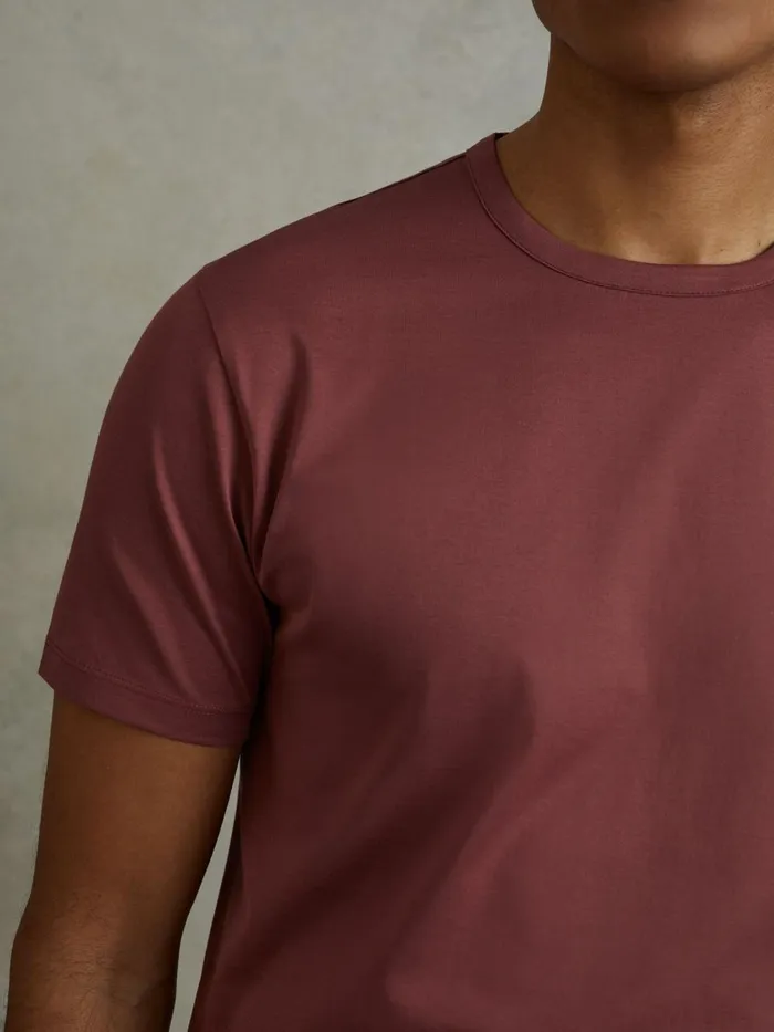 Men Reiss TShirts Caspian Mercerised Cotton Crew Neck TShirt Old Rose