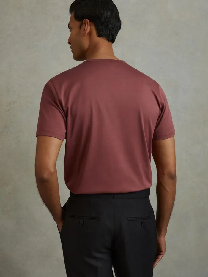 Men Reiss TShirts Caspian Mercerised Cotton Crew Neck TShirt Old Rose