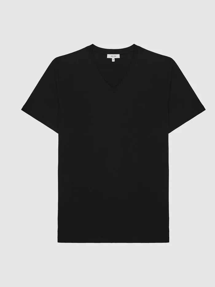 Men Reiss TShirts Dayton Cotton VNeck TShirt Black