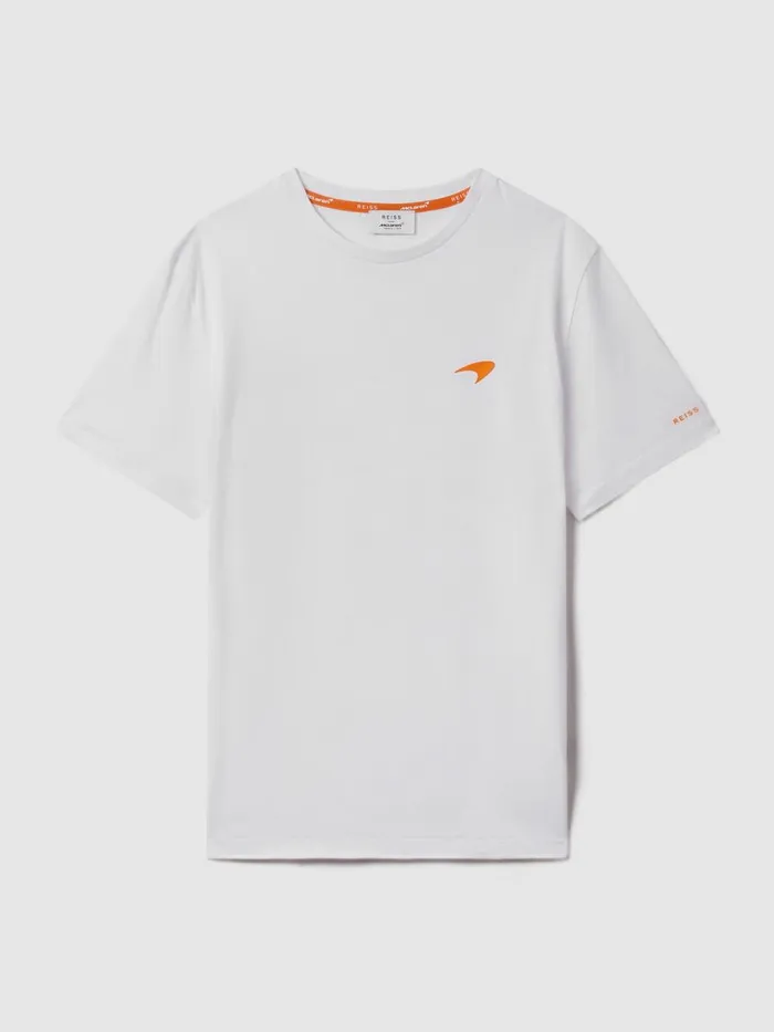 Men Reiss TShirts F1 Mercerised Cotton Crew Neck TShirt White