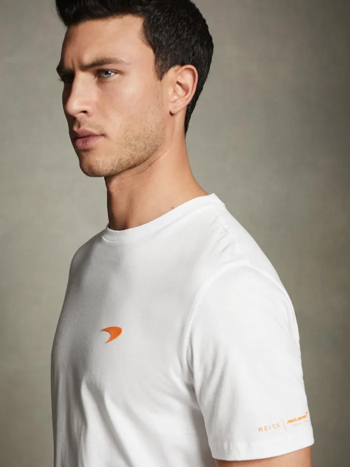 Men Reiss TShirts F1 Mercerised Cotton Crew Neck TShirt White