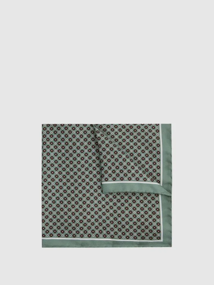 Men Reiss Ties and Pocket Squares Bampton Silk Pocket Square Light Green