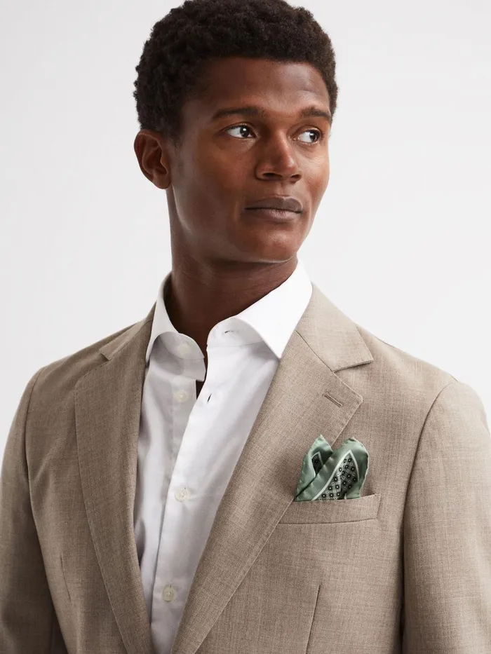 Men Reiss Ties and Pocket Squares Bampton Silk Pocket Square Light Green