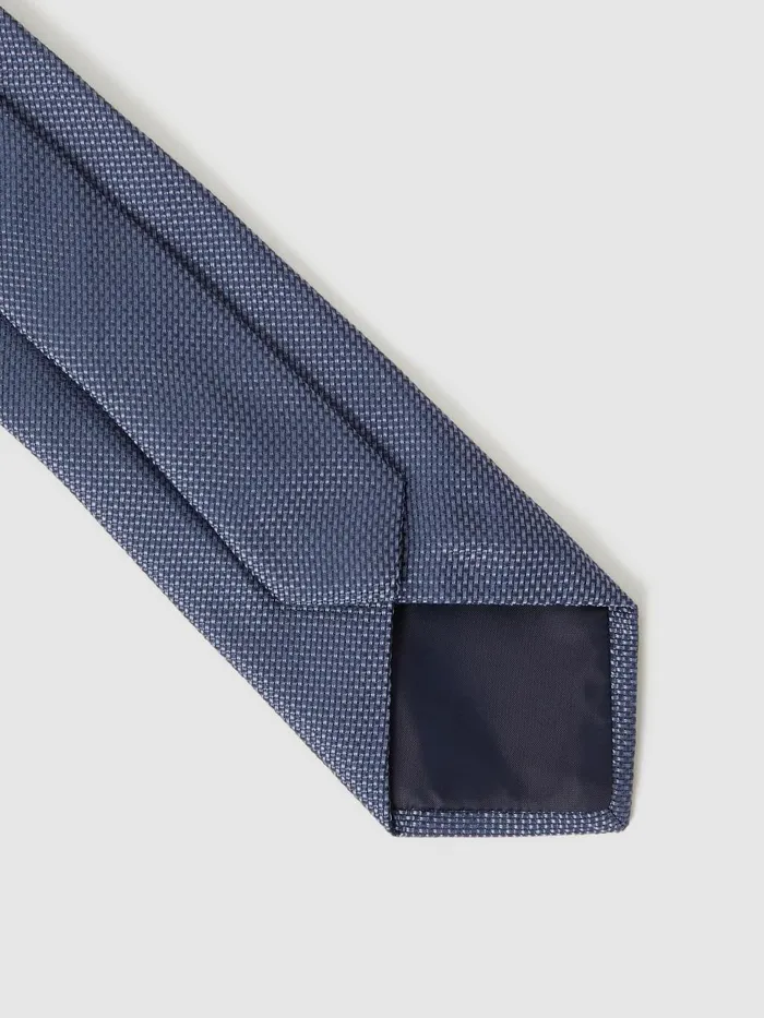Men Reiss Ties and Pocket Squares Ceremony Textured Silk Blend Tie Airforce Blue