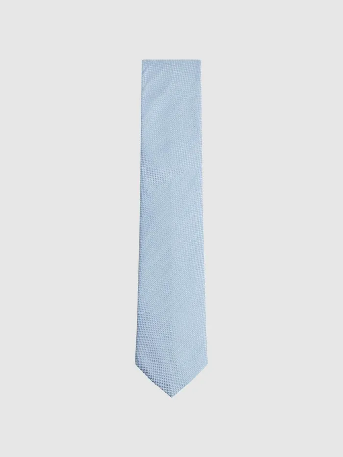 Men Reiss Ties and Pocket Squares Ceremony Textured Silk Blend Tie Soft Blue
