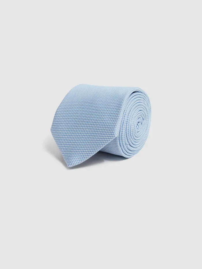 Men Reiss Ties and Pocket Squares Ceremony Textured Silk Blend Tie Soft Blue