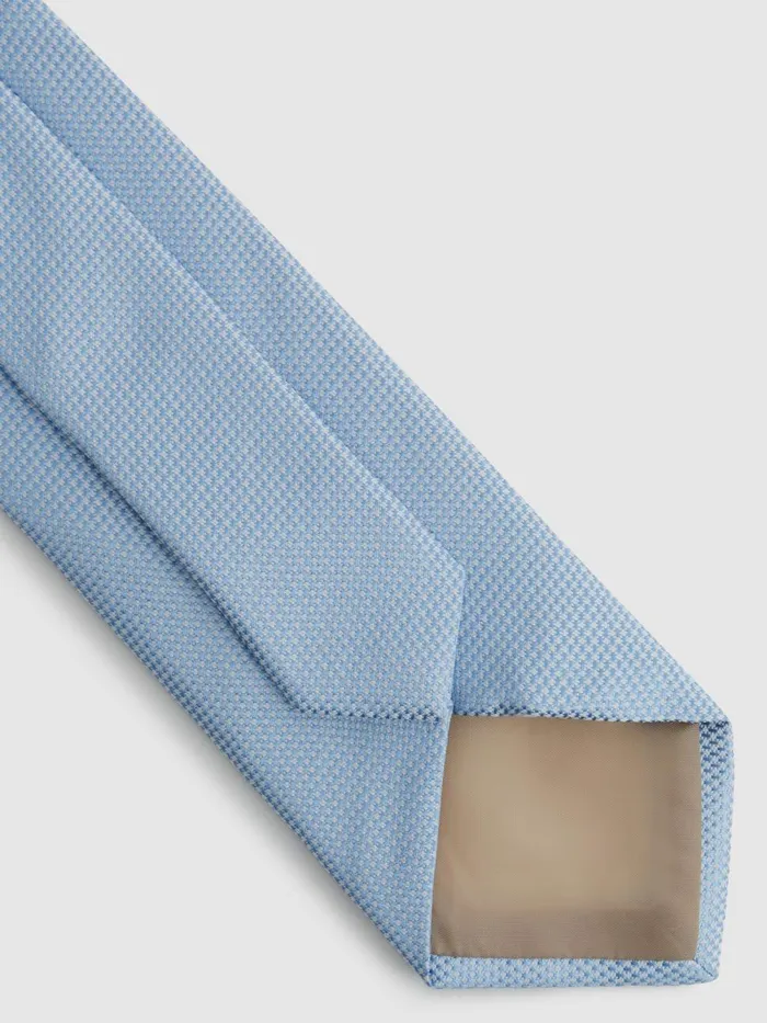 Men Reiss Ties and Pocket Squares Ceremony Textured Silk Blend Tie Soft Blue