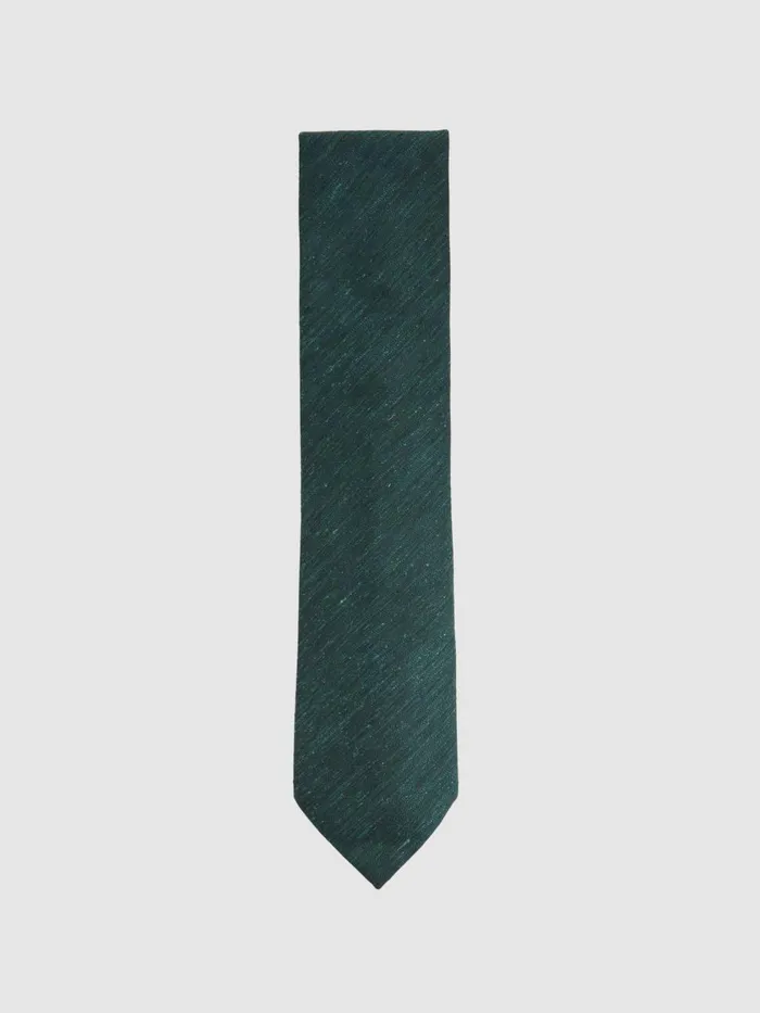 Men Reiss Ties and Pocket Squares Giotto Textured Silk Blend Tie Hunting Green