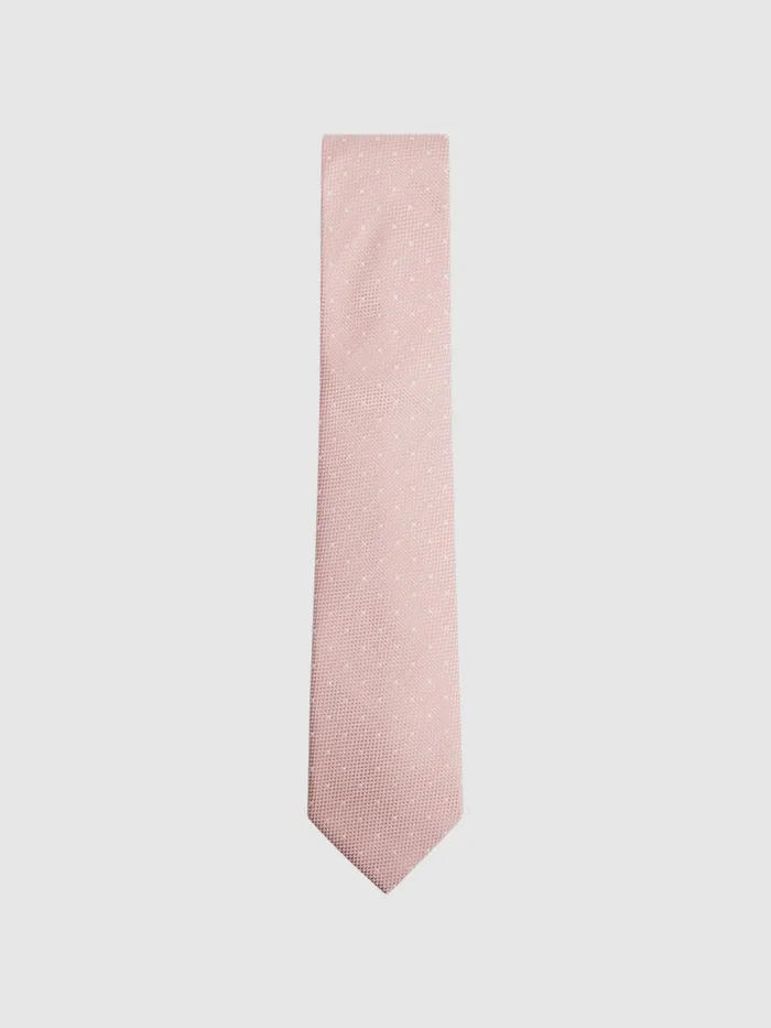 Men Reiss Ties and Pocket Squares Liam Polka Dot Tie Soft Pink