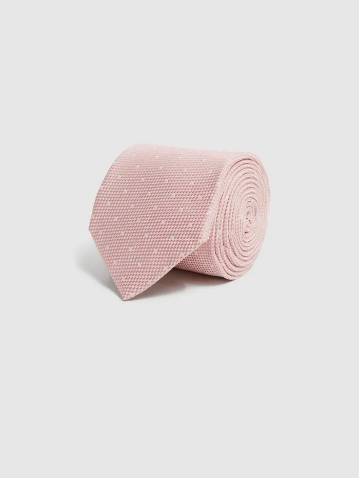 Men Reiss Ties and Pocket Squares Liam Polka Dot Tie Soft Pink