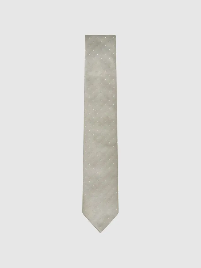 Men Reiss Ties and Pocket Squares Liam Silk Polka Dot Tie Champagne