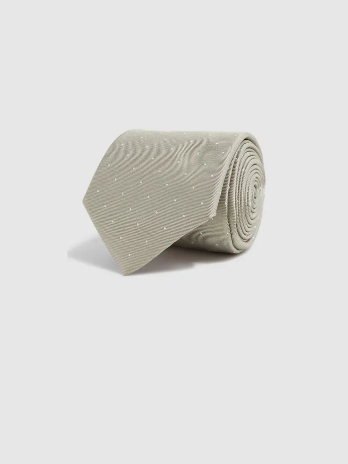 Men Reiss Ties and Pocket Squares Liam Silk Polka Dot Tie Champagne