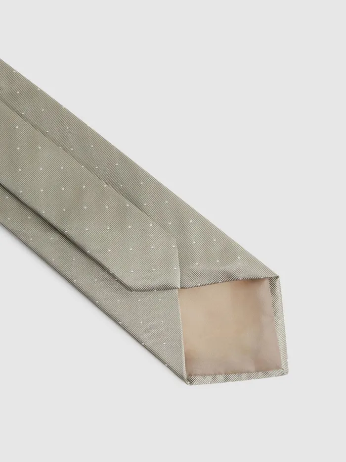 Men Reiss Ties and Pocket Squares Liam Silk Polka Dot Tie Champagne