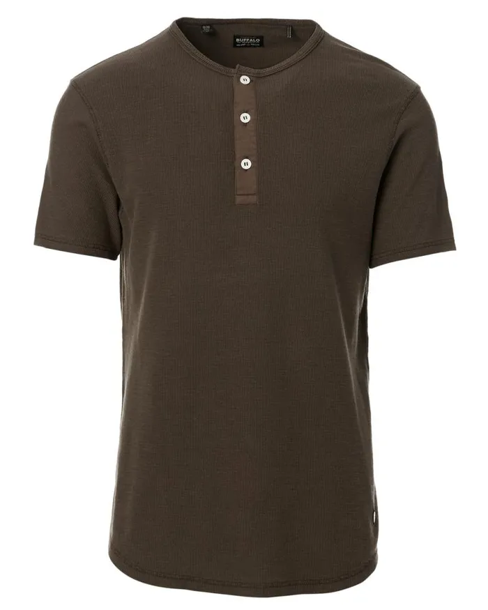Men Relaxed Kosory Henley TShirt Chocolate Buffalo David Bitton Tops and Tees