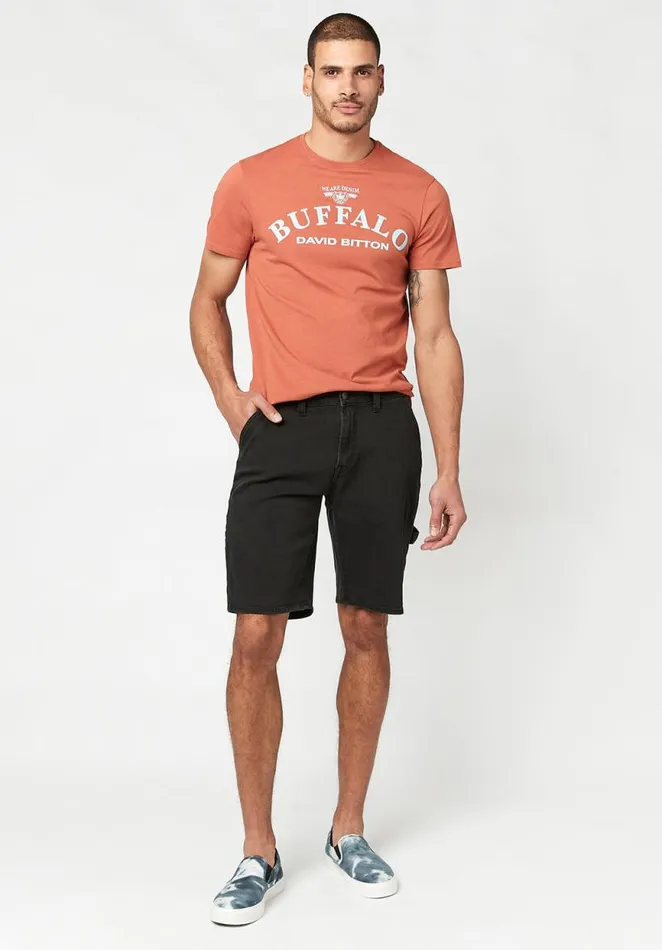Men Relaxed Straight Dean Carpenter Shorts Black Buffalo David Bitton Shorts