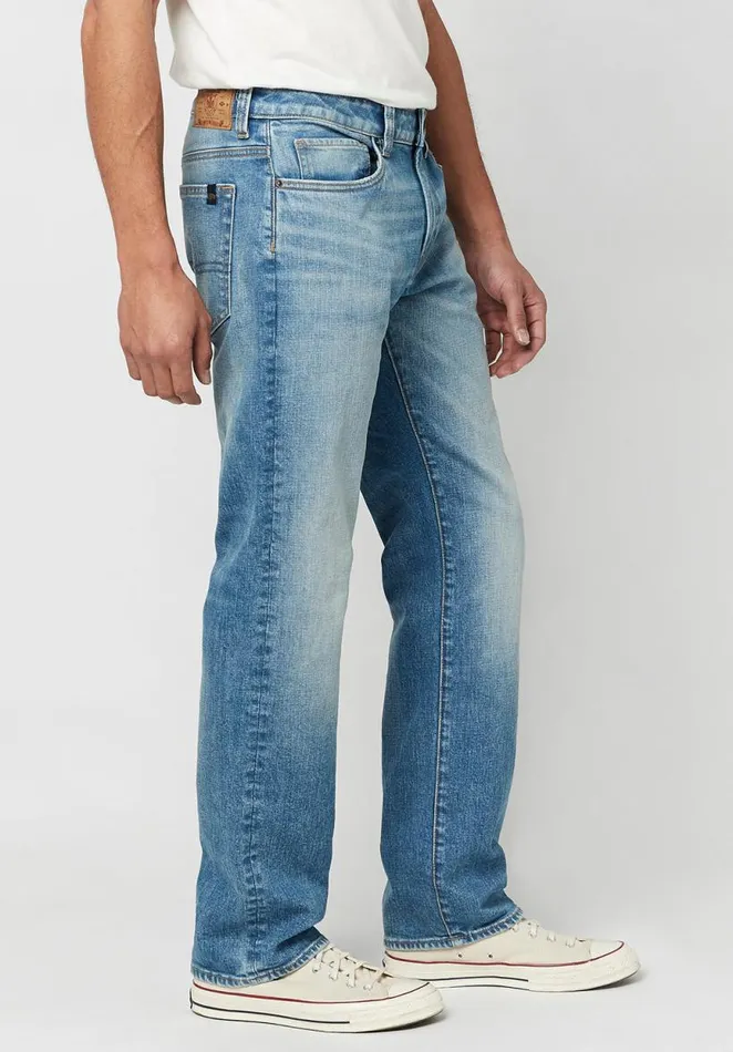 Men Relaxed Straight Driven Sanded Blue Jeans Indigo Buffalo David Bitton Relaxed Straight Driven