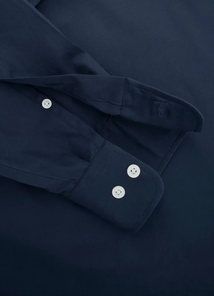 Men Shirts Faonnable Regular Fit 120Thread Poplin Shirt Marine Blue
