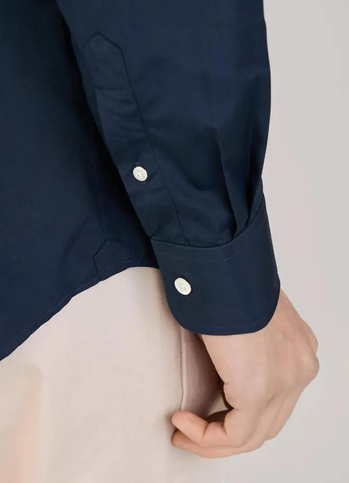 Men Shirts Faonnable Regular Fit 120Thread Poplin Shirt Marine Blue