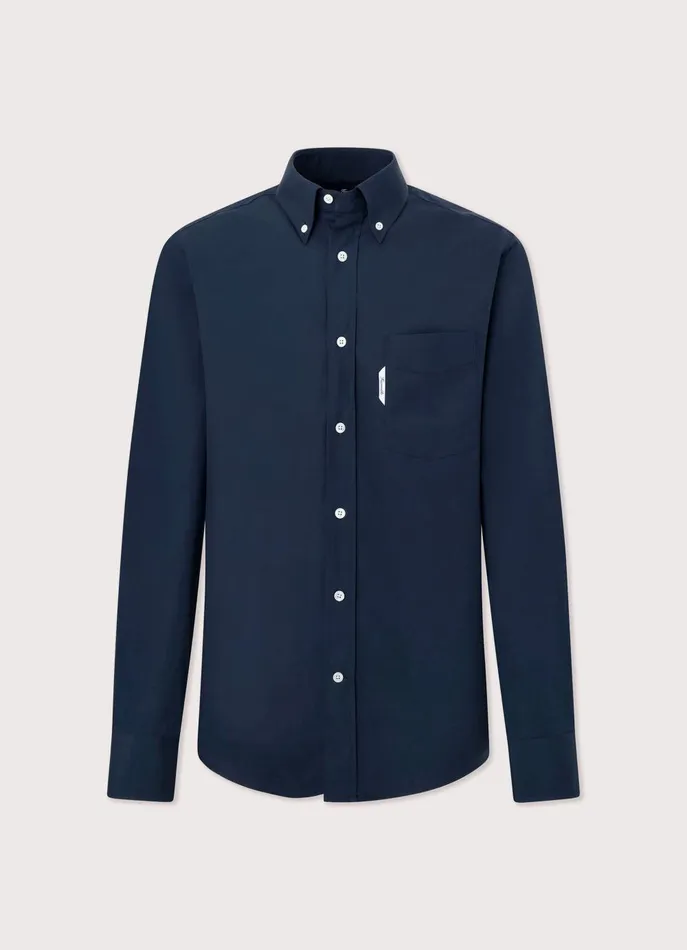 Men Shirts Faonnable Regular Fit 120Thread Poplin Shirt Marine Blue