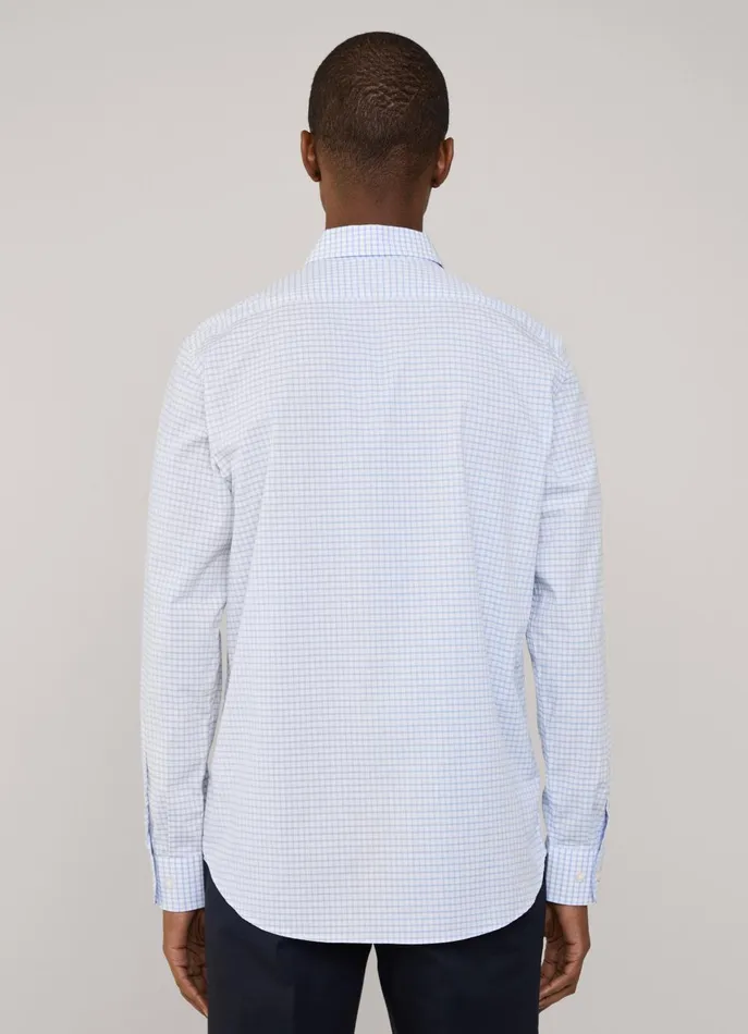 Men Shirts Faonnable Regular Fit Check Poplin Shirt Horizon Blue