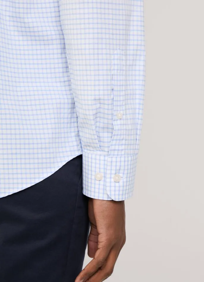 Men Shirts Faonnable Regular Fit Check Poplin Shirt Horizon Blue