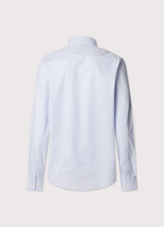 Men Shirts Faonnable Regular Fit Check Poplin Shirt Horizon Blue