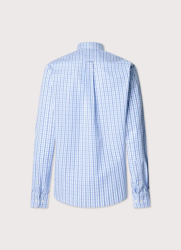 Men Shirts Faonnable Regular Fit Gingham FilAFil Shirt Regal Blue