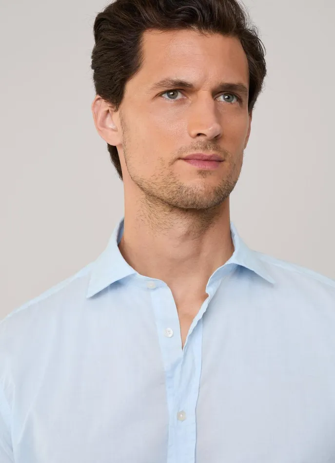 Men Shirts Faonnable Regular Fit Voile Shirt Horizon Blue