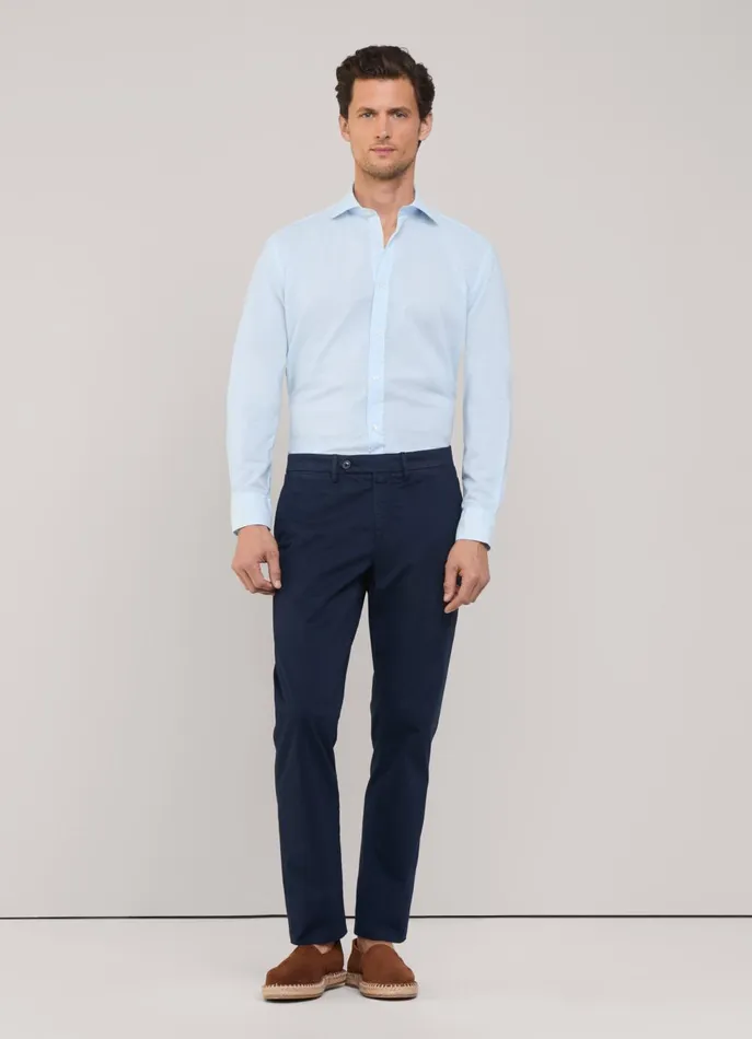 Men Shirts Faonnable Regular Fit Voile Shirt Horizon Blue