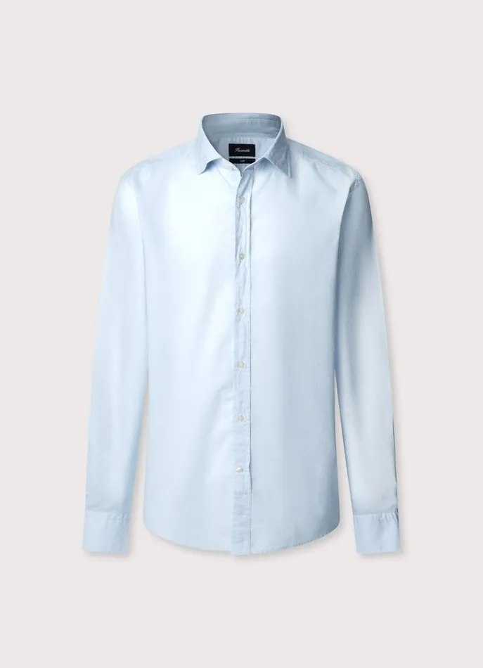 Men Shirts Faonnable Regular Fit Voile Shirt Horizon Blue