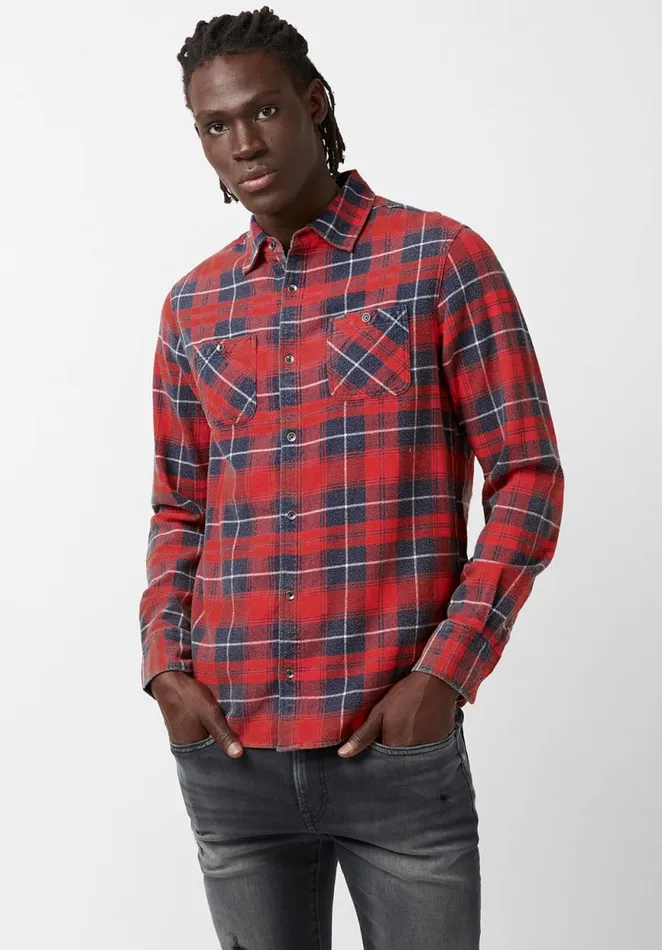 Men Sibani Orange LongSleeve Mens Shirt Harvest Buffalo David Bitton Shirts