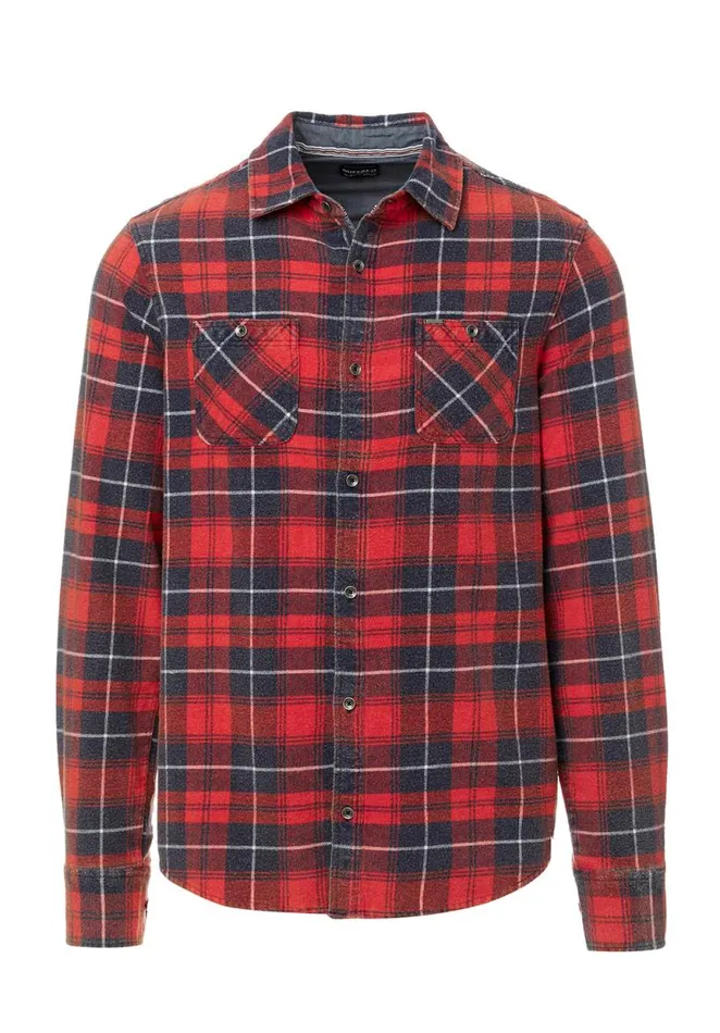 Men Sibani Orange LongSleeve Mens Shirt Harvest Buffalo David Bitton Shirts