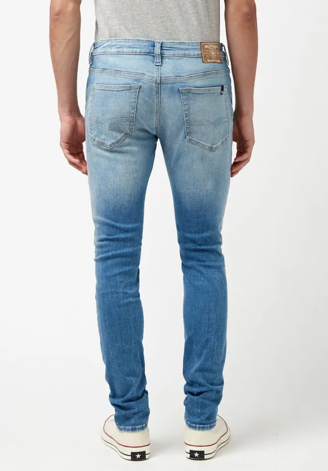 Men Skinny Max Contrasted And Veined Jeans Indigo Buffalo David Bitton Skinny Max