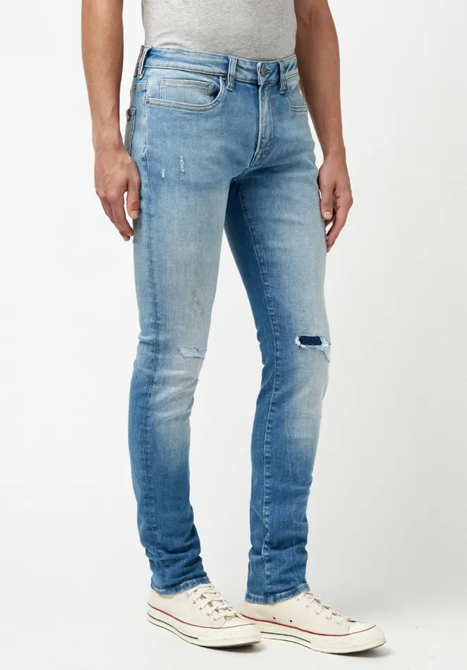 Men Skinny Max Contrasted And Veined Jeans Indigo Buffalo David Bitton Skinny Max