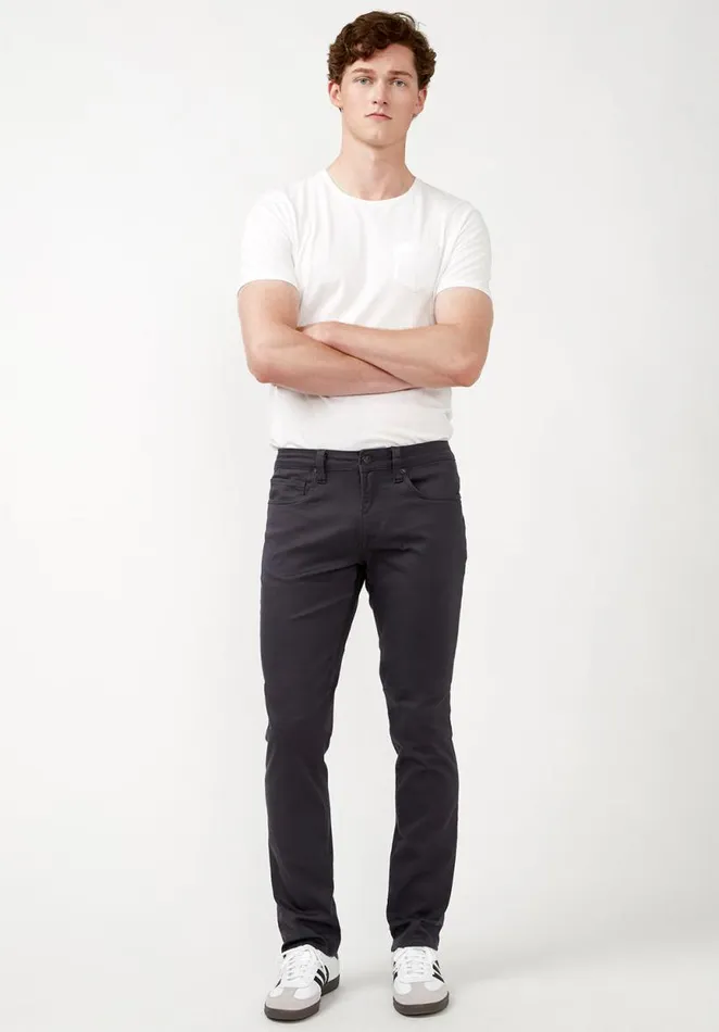 Men Slim Ash Authentic Dark Gray Twill Pants Charcoal Buffalo David Bitton Slim Ash