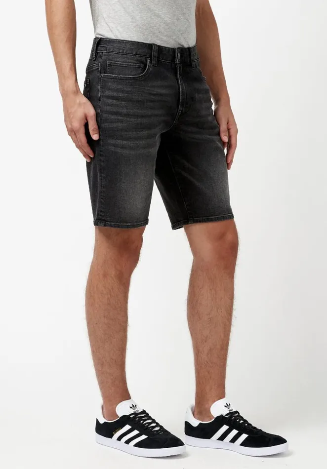 Men Super Stretch Relaxed Straight Dean Dark Shorts Black Buffalo David Bitton Shorts